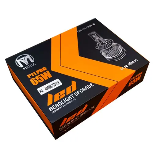 هدلایت MANSA مدل P11 PRO زرد آفتابی پایین و  سفید بالا پایه H4 اورجینال بسته 2 عددی