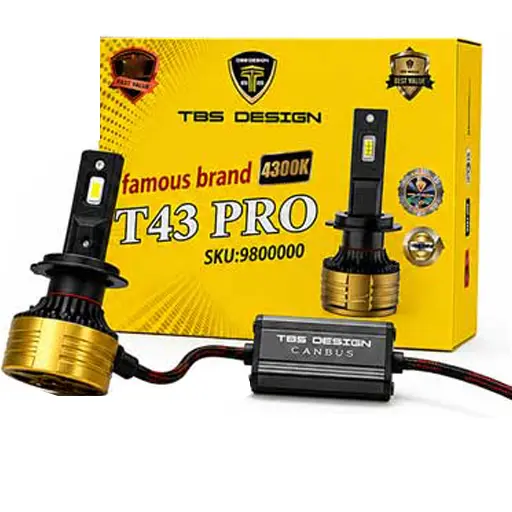 هدلایت پژو 405 توبیز  مدل T43 PRO پایه H4 زرد فابریک اورجینال بسته 2 عددی