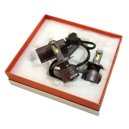 هدلایت پژو 405 GLX کانپکس مدل VX5 اورجینال پایه H4 بالا سفید و پایین زرد آفتابی  2 عددی