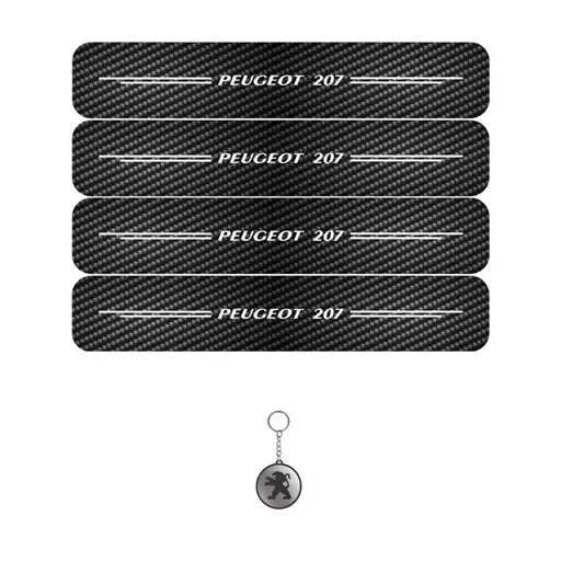برچسب پارکابی مهدیار طرح کربن کد LCE0016 پژو207مجموعه4عددی به همراه جاکلیدی