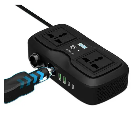 اینورتر فندکی خودرو گرین لاین مدل GC-233 ظرفیت ۲۰۰ وات