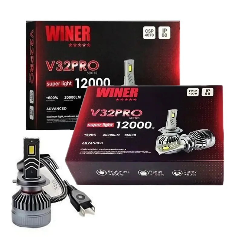 خرید هدلایت وینر 100w مدل V32  بسته 2 عددی پایه H3 سفید یخی