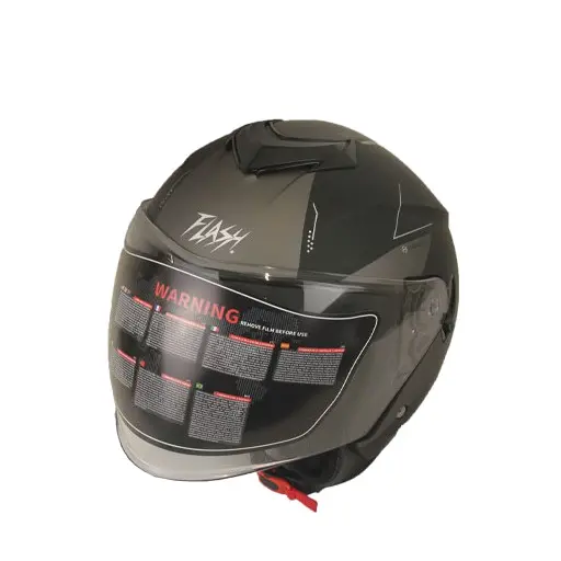 کلاه کاسکت بدون فک فلش مدل 852 رنگ Black-Gray مات
