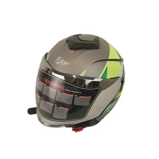 کلاه کاسکت بدون فک فلش مدل 852 رنگ Gray & Green