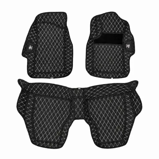 کفپوش 6D پژو 405 آدا چرم مشکی با دوخت سفید